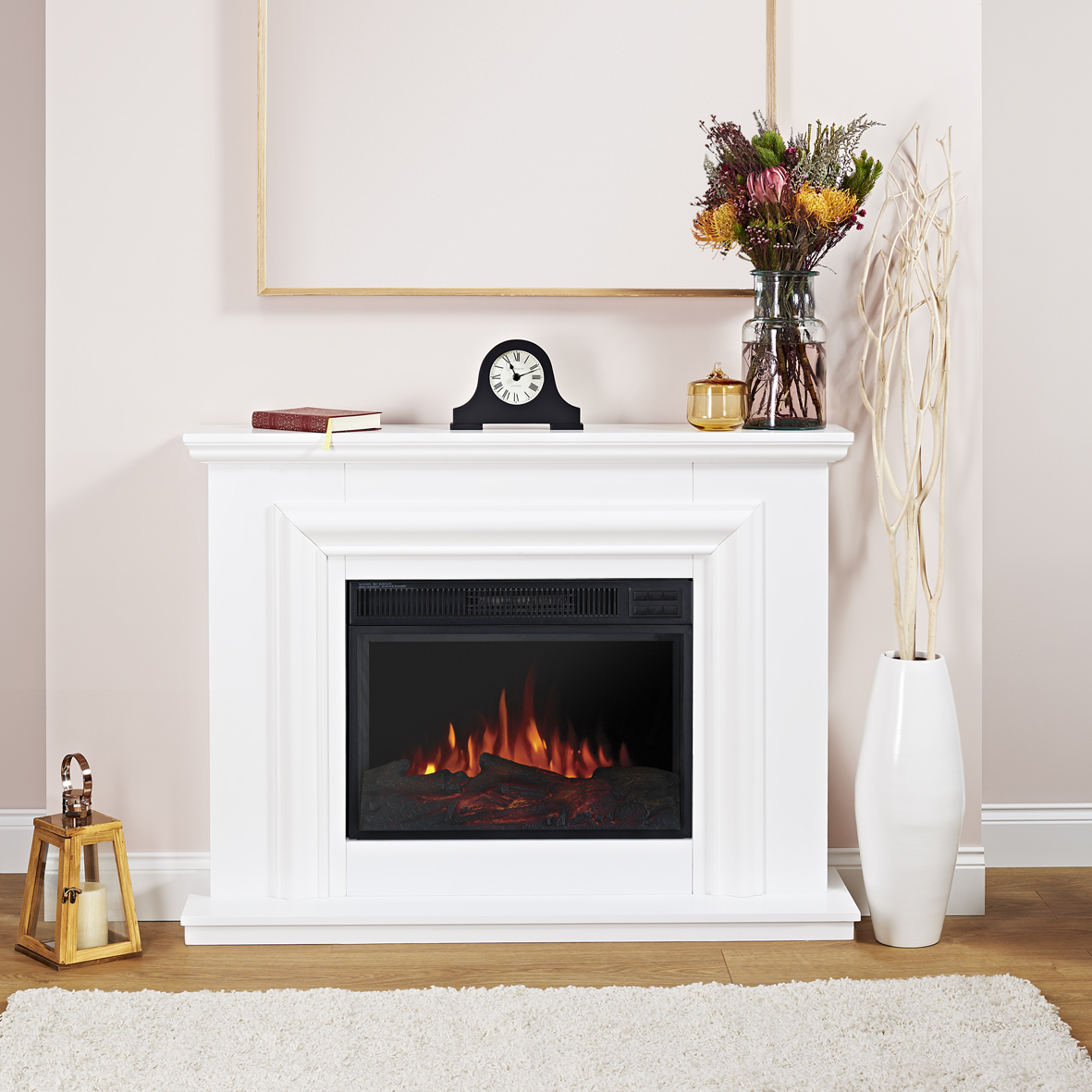 Crystal Pure White Remote Control Electric Fire Suite eBay